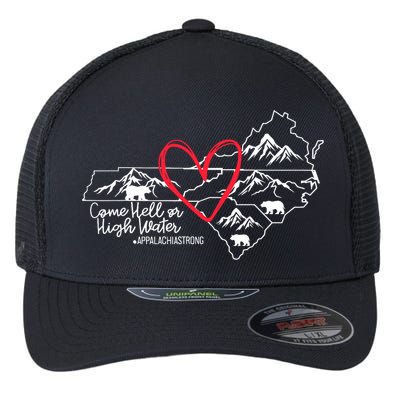 Appalachia Strong Come Hell Or High Water United Mountain Flexfit Unipanel Trucker Cap