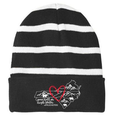 Appalachia Strong Come Hell Or High Water United Mountain Striped Beanie with Solid Band