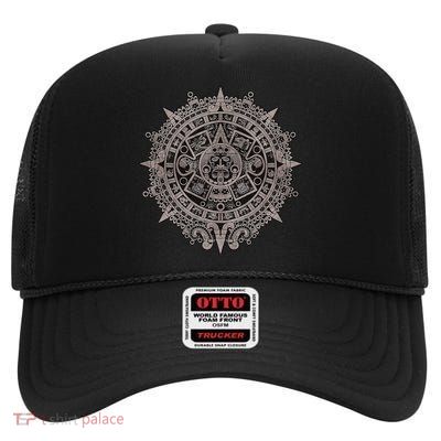Aztec Sun Calendar Aztec Sun Stone Mayan Sun Symbol High Crown Mesh Back Trucker Hat