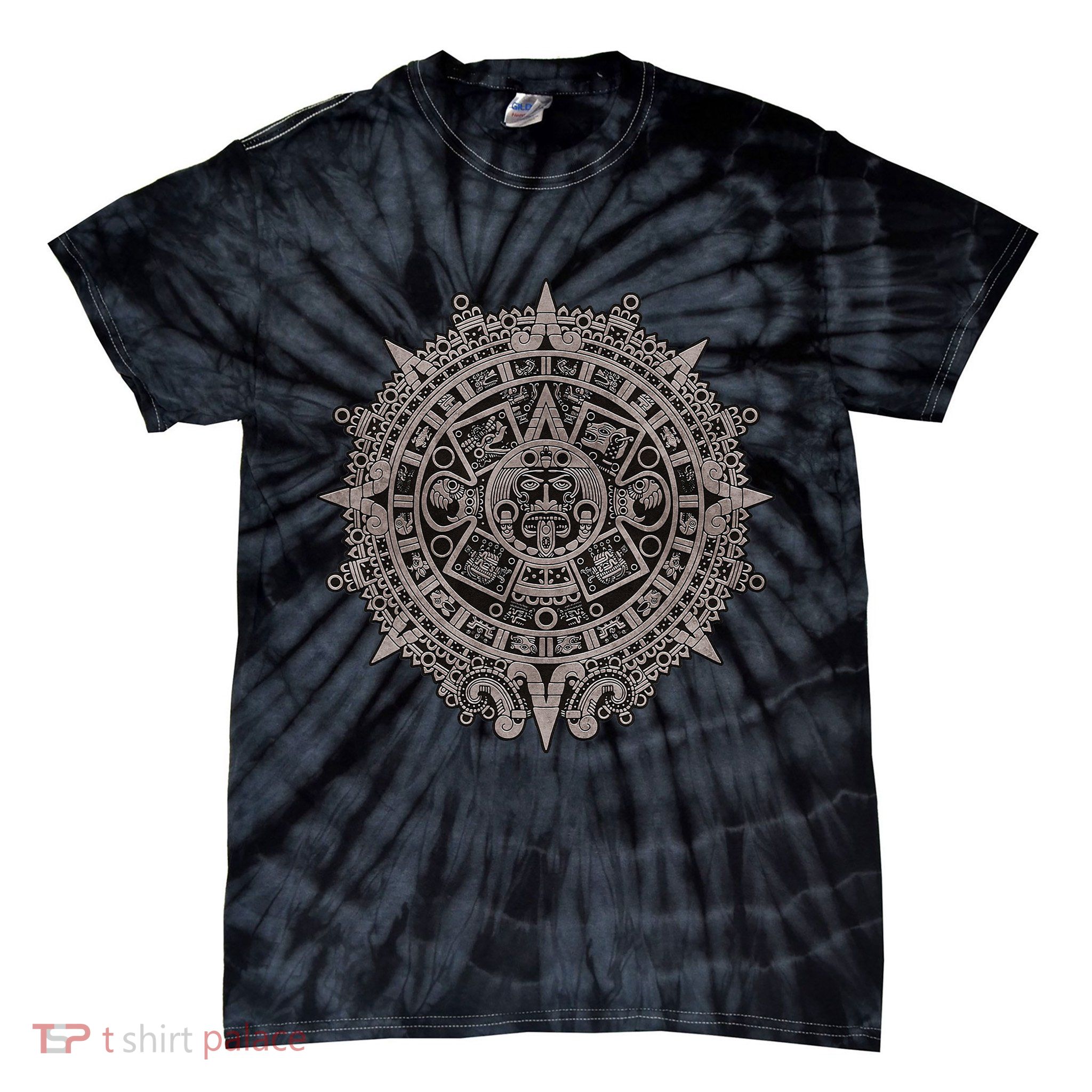 Aztec Sun Calendar Aztec Sun Stone Mayan Sun Symbol Tie-Dye T-Shirt
