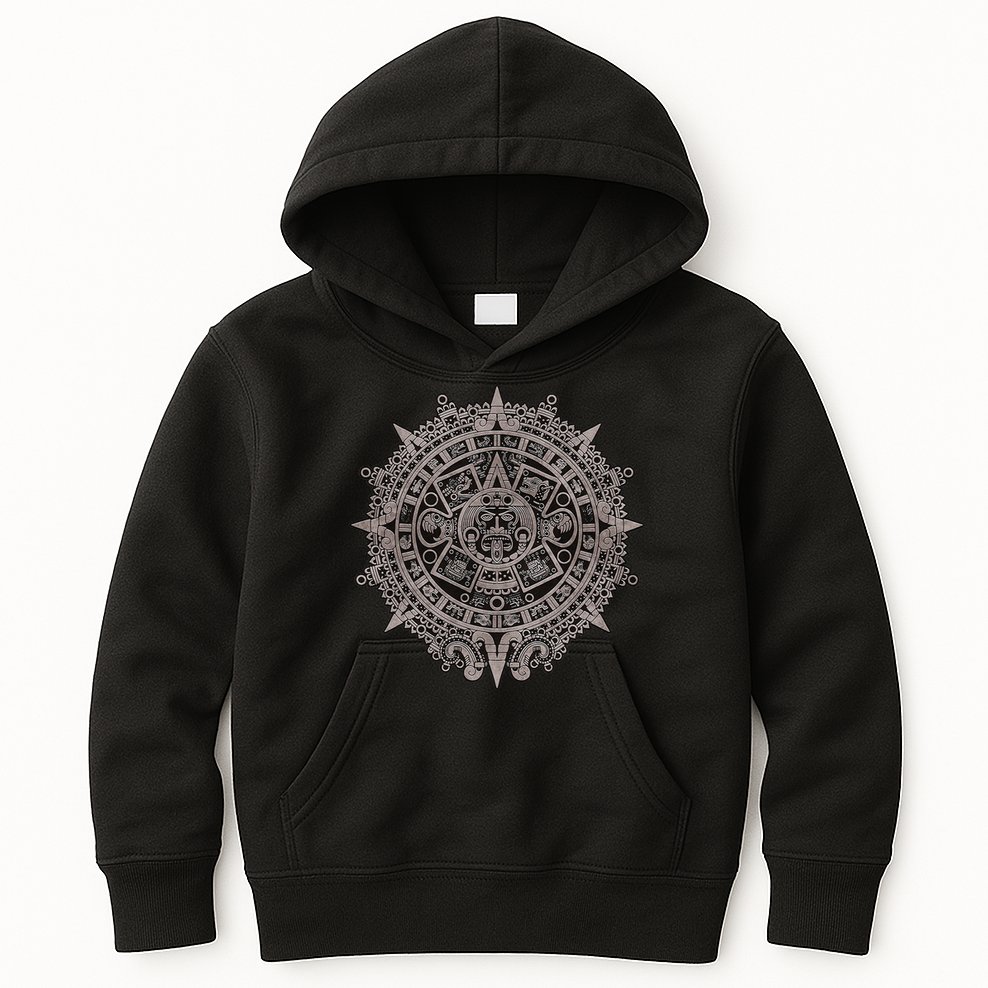 Aztec Sun Calendar Aztec Sun Stone Mayan Sun Symbol Kids Hoodie