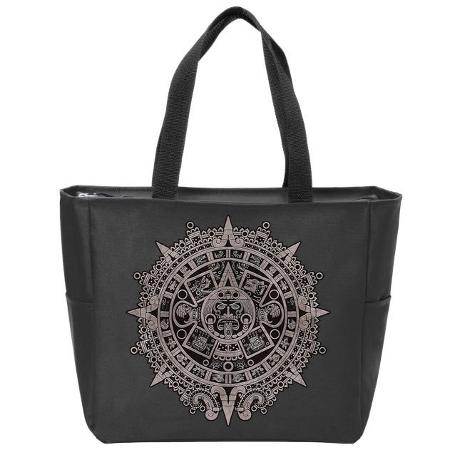 Aztec Sun Calendar Aztec Sun Stone Mayan Sun Symbol Zip Tote Bag