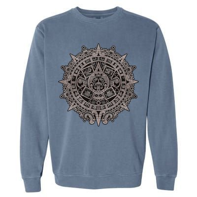 Aztec Sun Calendar Aztec Sun Stone Mayan Sun Symbol Garment-Dyed Sweatshirt