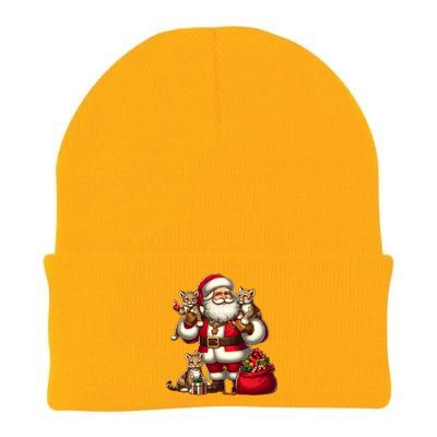 American Santa Claus Holding Leopard Present Xmas Meaningful Gift Knit Cap Winter Beanie