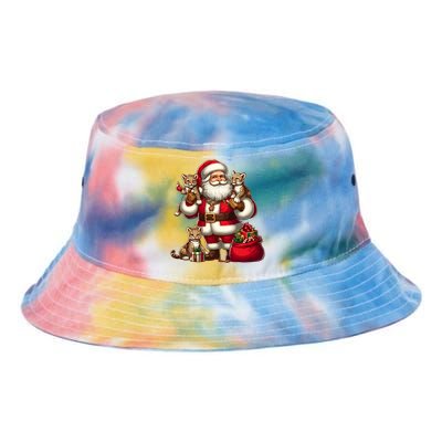 American Santa Claus Holding Leopard Present Xmas Meaningful Gift Tie Dye Newport Bucket Hat