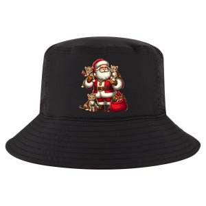 American Santa Claus Holding Leopard Present Xmas Meaningful Gift Cool Comfort Performance Bucket Hat