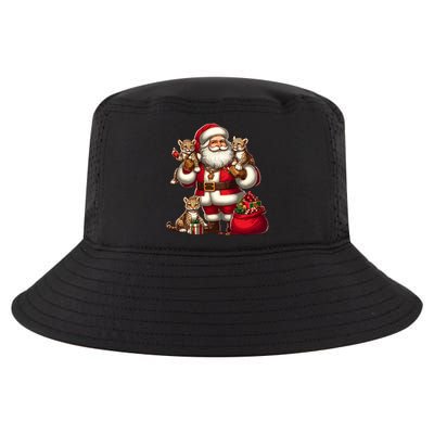 American Santa Claus Holding Leopard Present Xmas Meaningful Gift Cool Comfort Performance Bucket Hat