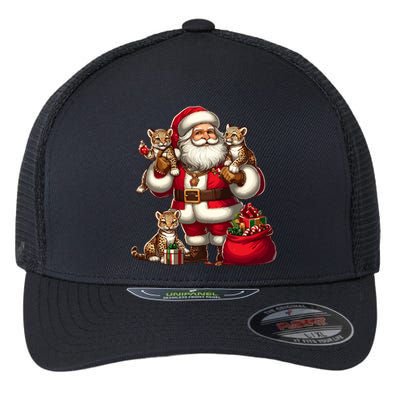 American Santa Claus Holding Leopard Present Xmas Meaningful Gift Flexfit Unipanel Trucker Cap