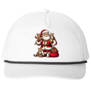 American Santa Claus Holding Leopard Present Xmas Meaningful Gift Snapback Five-Panel Rope Hat