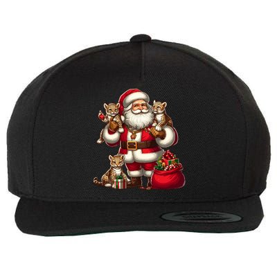 American Santa Claus Holding Leopard Present Xmas Meaningful Gift Wool Snapback Cap