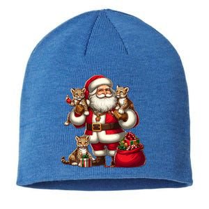 American Santa Claus Holding Leopard Present Xmas Meaningful Gift Sustainable Beanie