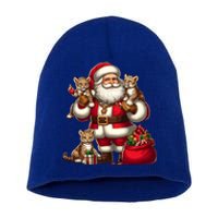 American Santa Claus Holding Leopard Present Xmas Meaningful Gift Short Acrylic Beanie