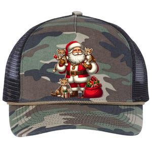 American Santa Claus Holding Leopard Present Xmas Meaningful Gift Retro Rope Trucker Hat Cap