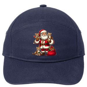 American Santa Claus Holding Leopard Present Xmas Meaningful Gift 7-Panel Snapback Hat