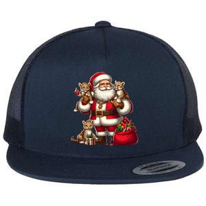 American Santa Claus Holding Leopard Present Xmas Meaningful Gift Flat Bill Trucker Hat