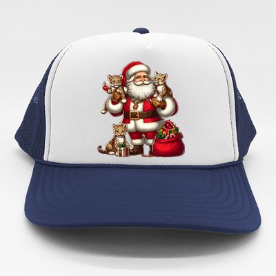 American Santa Claus Holding Leopard Present Xmas Meaningful Gift Trucker Hat