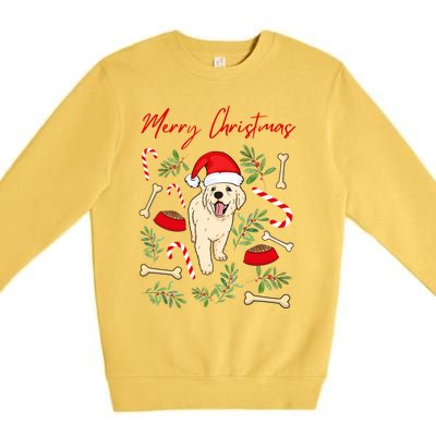 Adorable Sweet Christmas Puppy Labrador With Santa Hat Dog Gift Premium Crewneck Sweatshirt