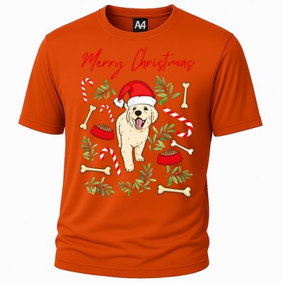 Adorable Sweet Christmas Puppy Labrador With Santa Hat Dog Gift Cooling Performance Crew T-Shirt