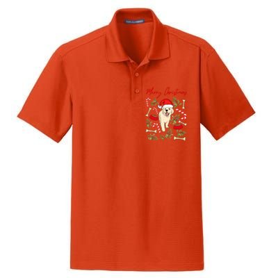 Adorable Sweet Christmas Puppy Labrador With Santa Hat Dog Gift Dry Zone Grid Polo