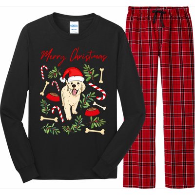 Adorable Sweet Christmas Puppy Labrador With Santa Hat Dog Gift Long Sleeve Pajama Set