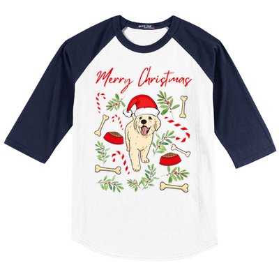 Adorable Sweet Christmas Puppy Labrador With Santa Hat Dog Gift Baseball Sleeve Shirt