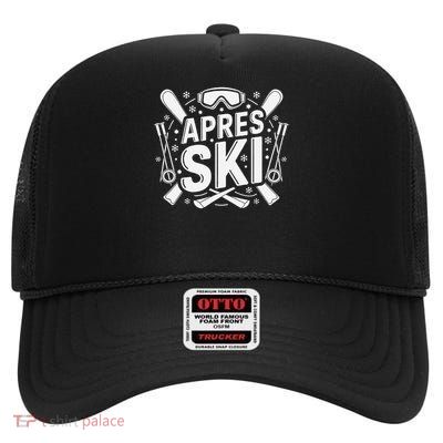 Apres Ski Club Party Winter Sports Funny Pajama Gift High Crown Mesh Back Trucker Hat