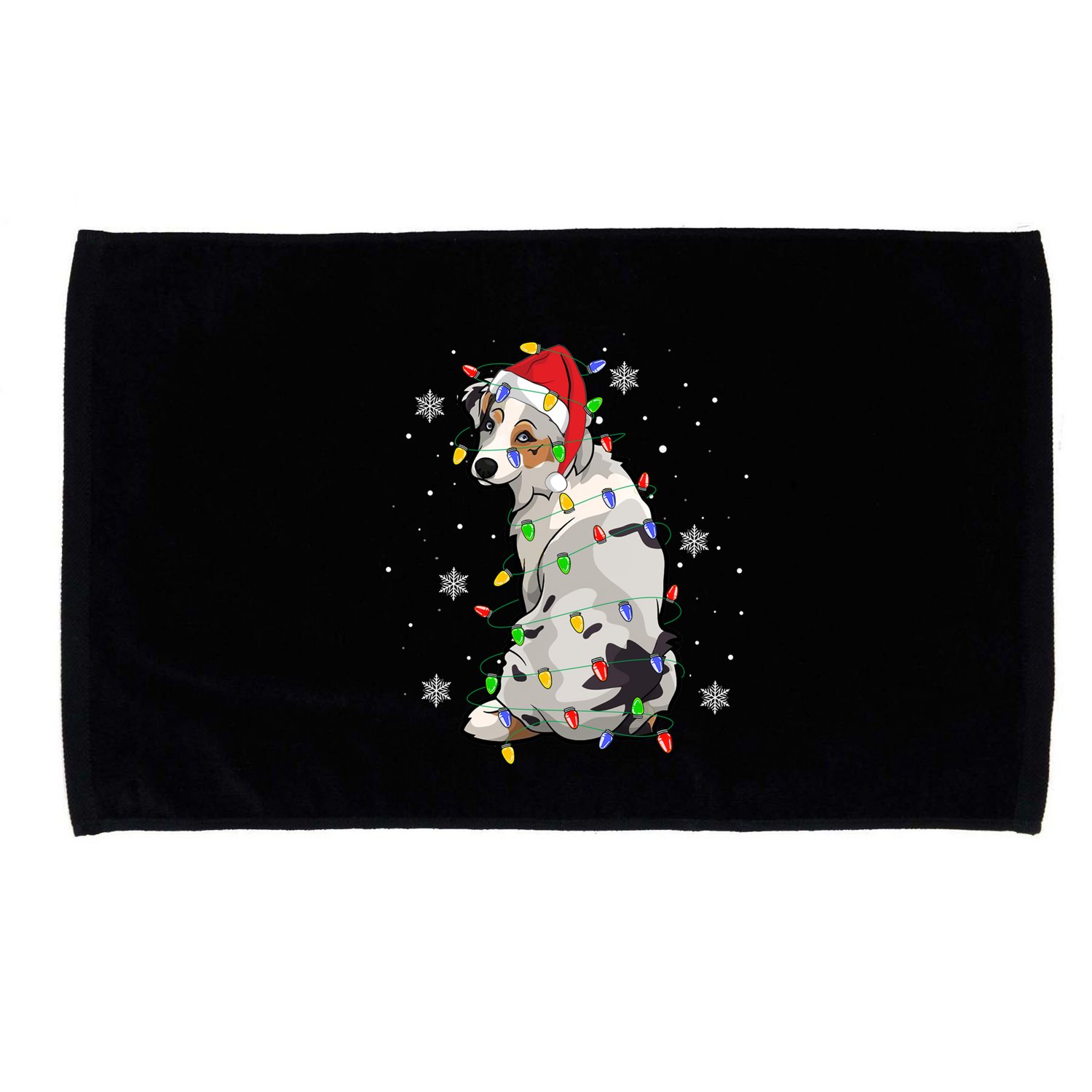 Australian Shepherd Christmas Dog Xmas Lights Tree Great Gift Microfiber Hand Towel