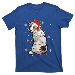 Australian Shepherd Christmas Dog Xmas Lights Tree Great Gift T-Shirt