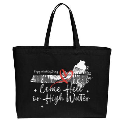 Appalachia Strong Come Hell Or High Water Mountain Cotton Canvas Jumbo Tote