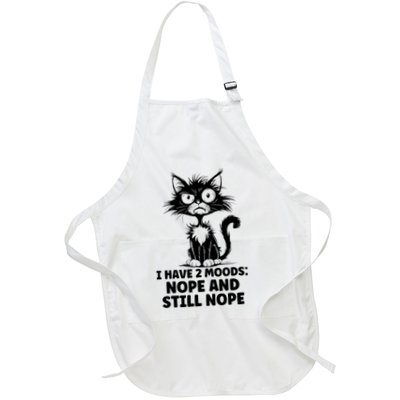 Angry Stressed Cat Funny Stress Meme Gift For Cat Lovers Full-Length Apron With Pockets