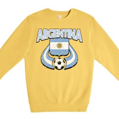 Argentina Soccer Country Flag Shield Argentinian Pride Gift Premium Crewneck Sweatshirt