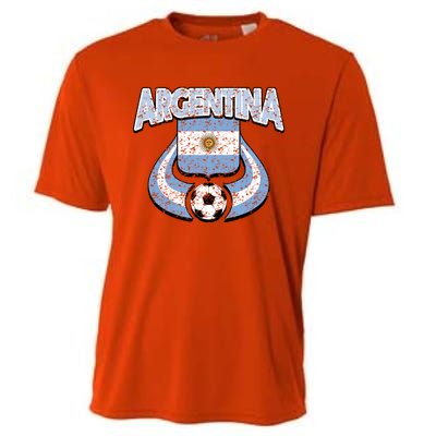 Argentina Soccer Country Flag Shield Argentinian Pride Gift Cooling Performance Crew T-Shirt