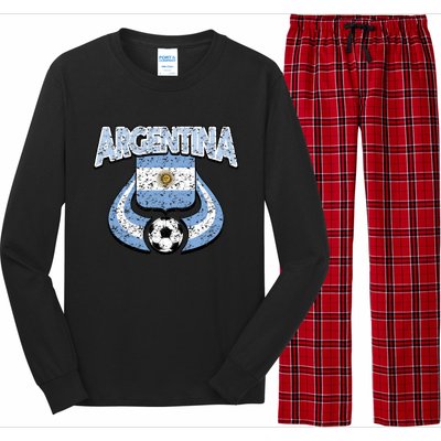 Argentina Soccer Country Flag Shield Argentinian Pride Gift Long Sleeve Pajama Set