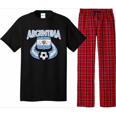 Argentina Soccer Country Flag Shield Argentinian Pride Gift Pajama Set