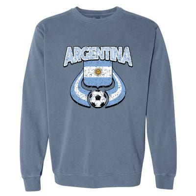 Argentina Soccer Country Flag Shield Argentinian Pride Gift Garment-Dyed Sweatshirt