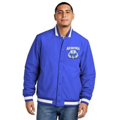 Argentina Soccer Country Flag Shield Argentinian Pride Gift Insulated Varsity Jacket