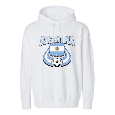 Argentina Soccer Country Flag Shield Argentinian Pride Gift Garment-Dyed Fleece Hoodie