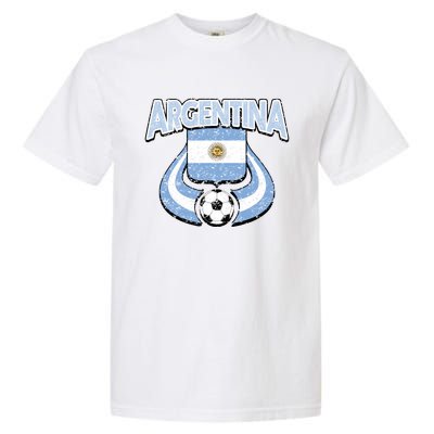 Argentina Soccer Country Flag Shield Argentinian Pride Gift Garment-Dyed Heavyweight T-Shirt