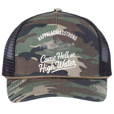 Appalachia Strong Come Hell Or High Water Mountain Nc Vn Tn Retro Rope Trucker Hat Cap