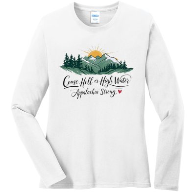 Appalachia Strong Come Hell Or High Water Ladies Long Sleeve Shirt