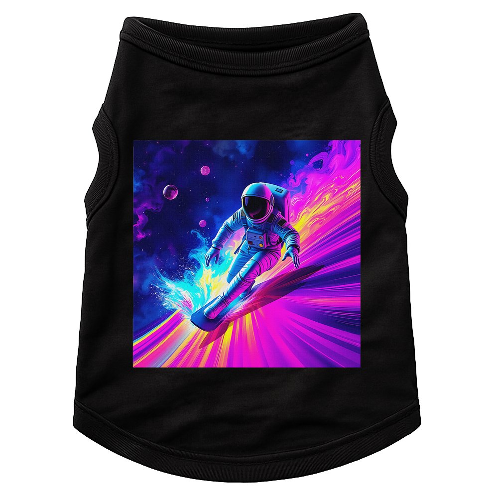 Astronaut Surfing Cosmic Rainbow Wave Graphic Design Art Doggie Tank