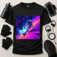 Astronaut Surfing Cosmic Rainbow Wave Graphic Design Art Cooling Performance Crew T-Shirt