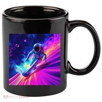 Astronaut Surfing Cosmic Rainbow Wave Graphic Design Art 11oz C Handle Ceramic Mug