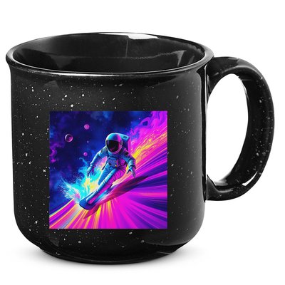 Astronaut Surfing Cosmic Rainbow Wave Graphic Design Art 15oz Campfire Ceramic Mug