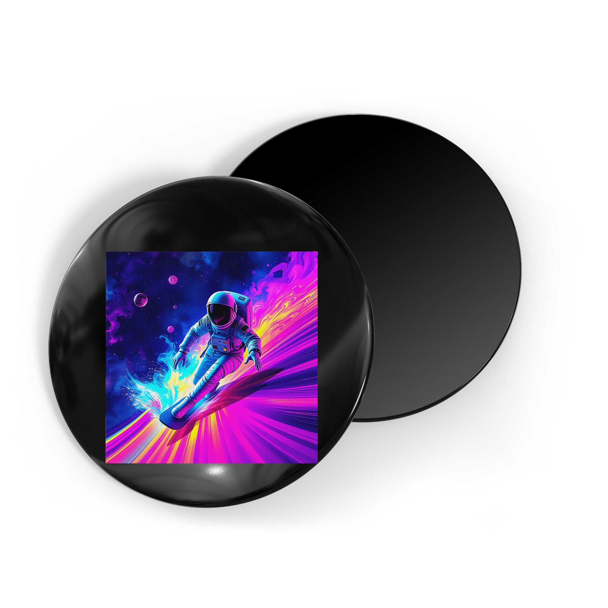 Astronaut Surfing Cosmic Rainbow Wave Graphic Design Art Magnet