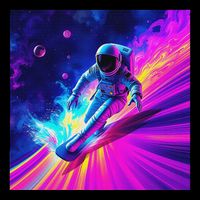 Astronaut Surfing Cosmic Rainbow Wave Graphic Design Art Zip Tote Bag