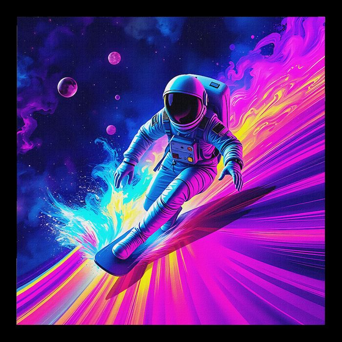 Astronaut Surfing Cosmic Rainbow Wave Graphic Design Art Zip Tote Bag