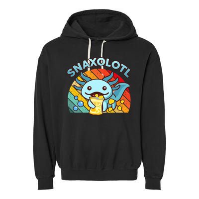 Axolotl- Snaxolotl Cute Axolotl Snacks Funny Food  Garment-Dyed Fleece Hoodie