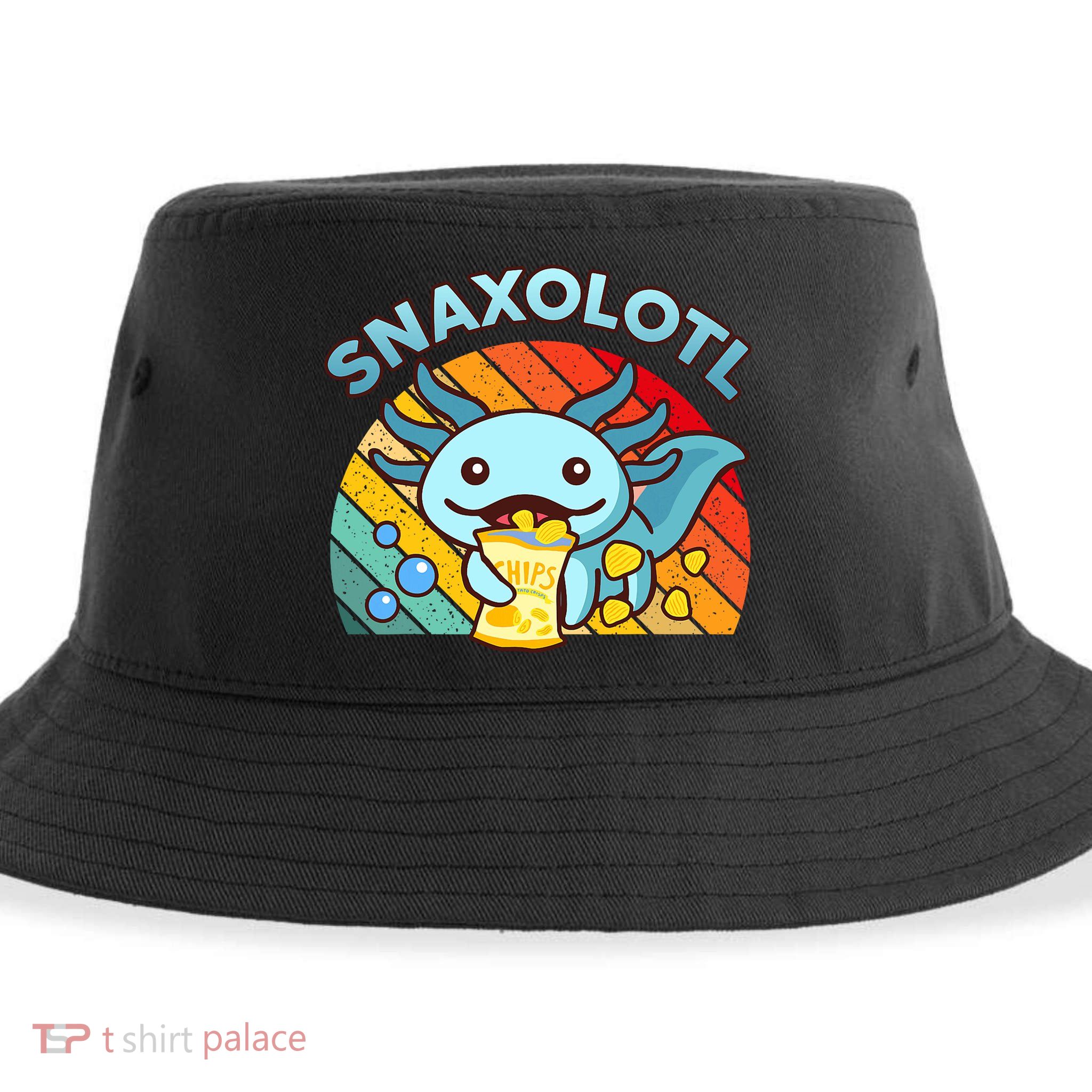 Axolotl- Snaxolotl Cute Axolotl Snacks Funny Food  Sustainable Bucket Hat