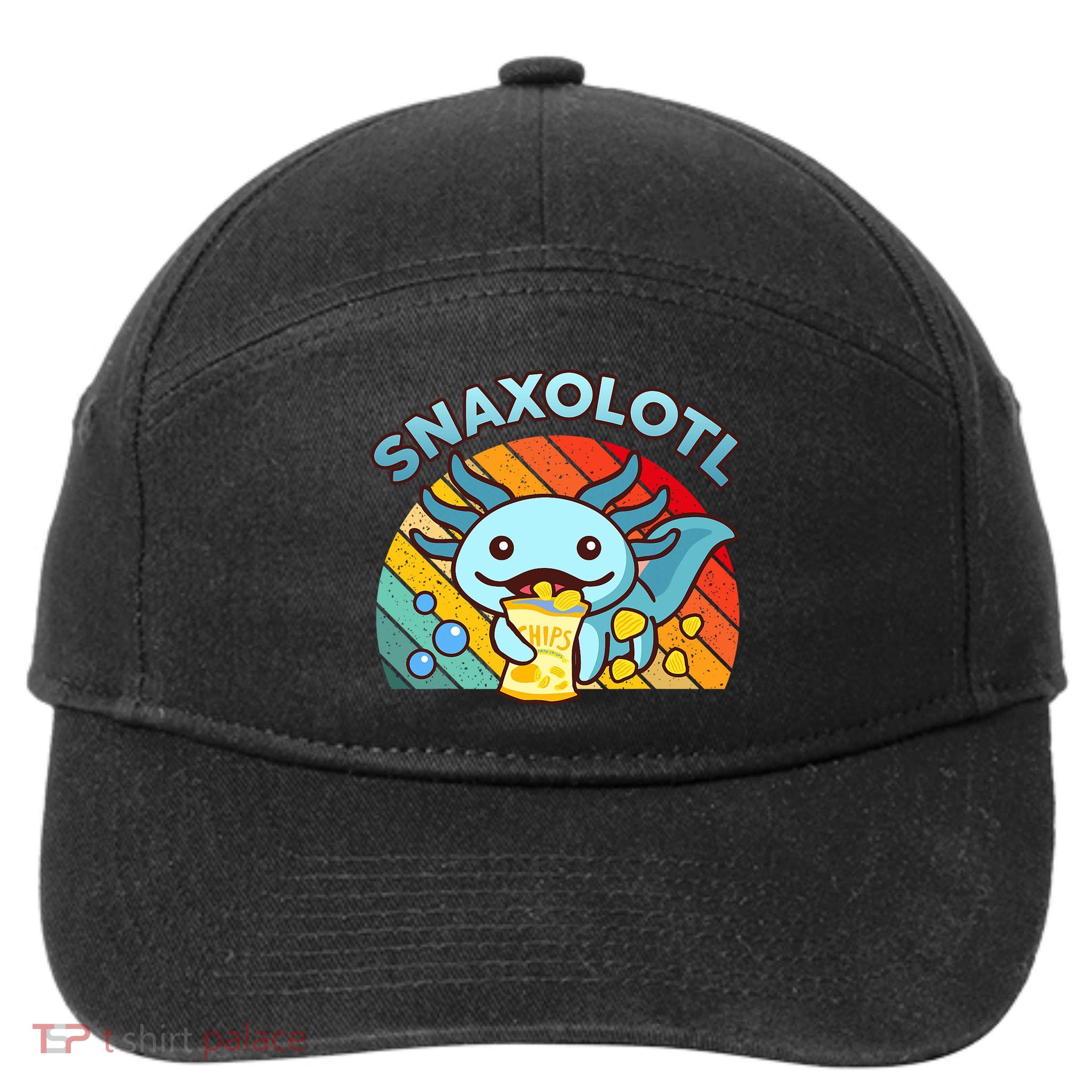Axolotl- Snaxolotl Cute Axolotl Snacks Funny Food  7-Panel Snapback Hat